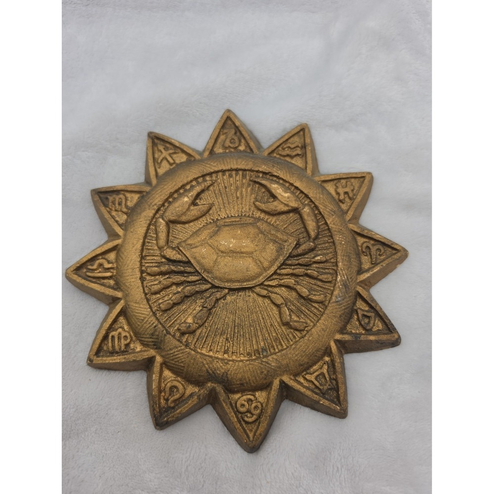 Vtg Syroco Astrology Zodiac Wall Plaque Cancer Gold Horoscope Wall Art 1960s